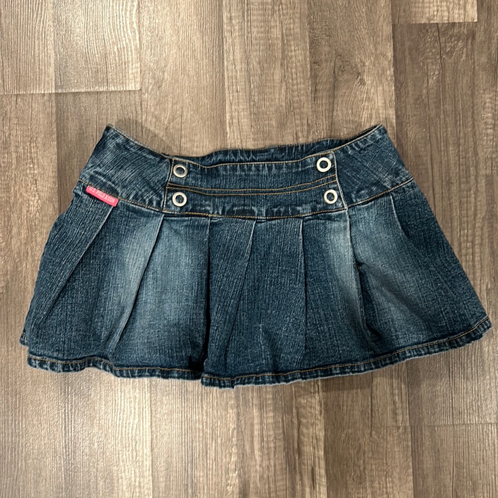 Vintage Y2k Polo Mini Pleated Denim Skirt